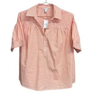 Cato Orange Striped Button-Up Shirt Blouse Women’s Size Large